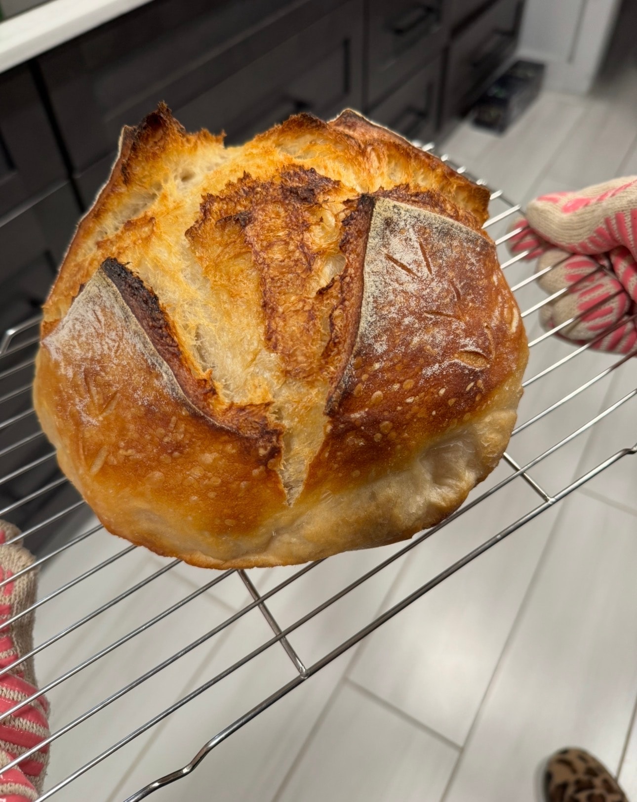 Hands shaping sourdough dough