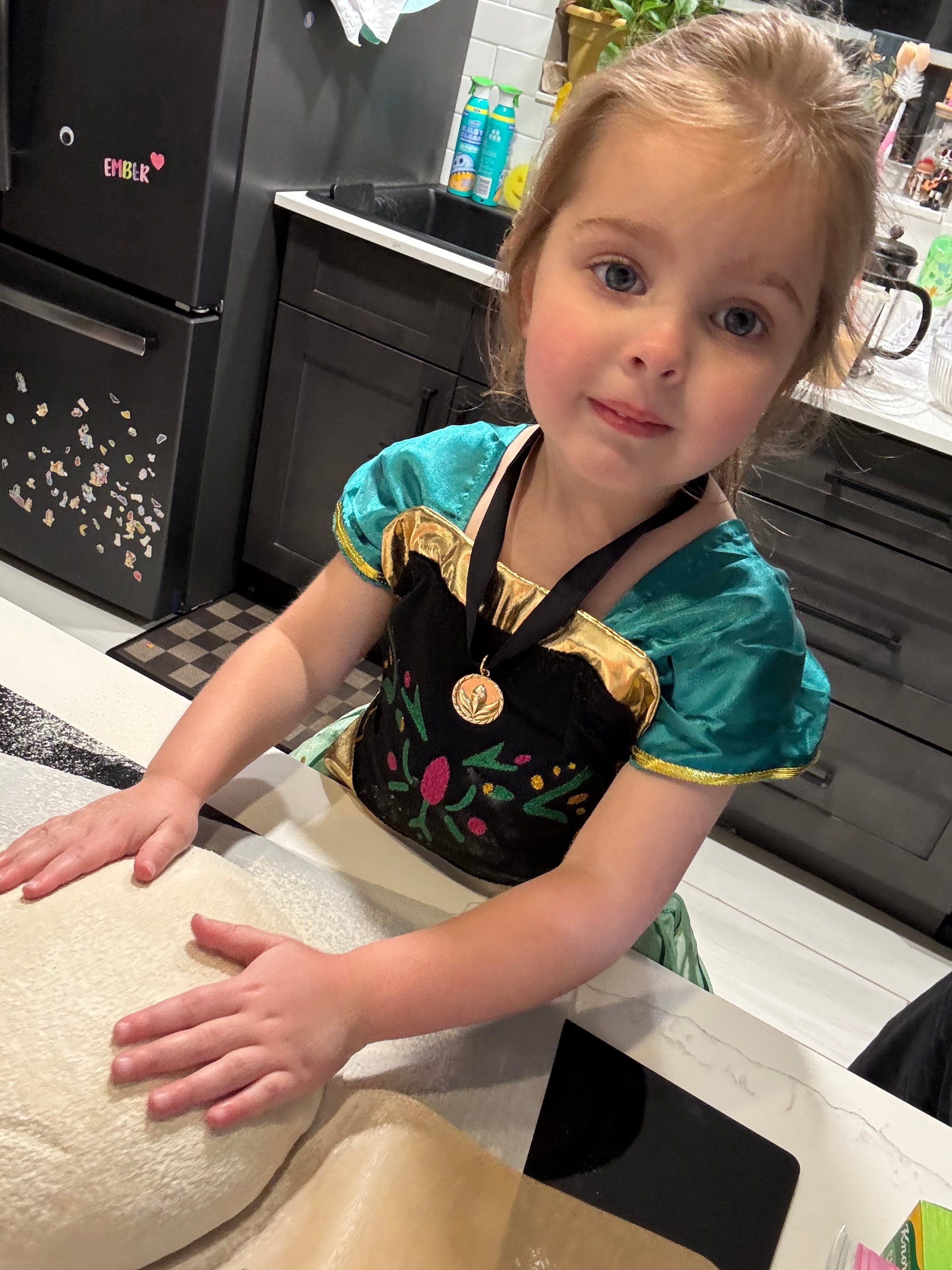 Family baking sourdough bread together
